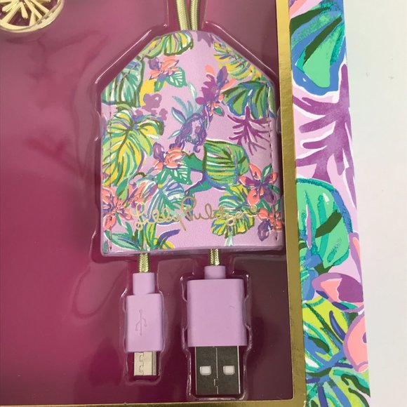 Lilly Pulitzer Charging Tag Keychain Micro USB-USB 2.0 Mermaid in the Shade - Picture 2 of 6